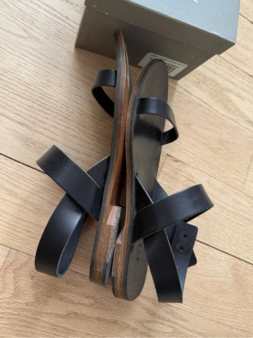 Everlane Black Leather Two‑Strap Slingback Sandals 7.5 - Picture 4 of 6